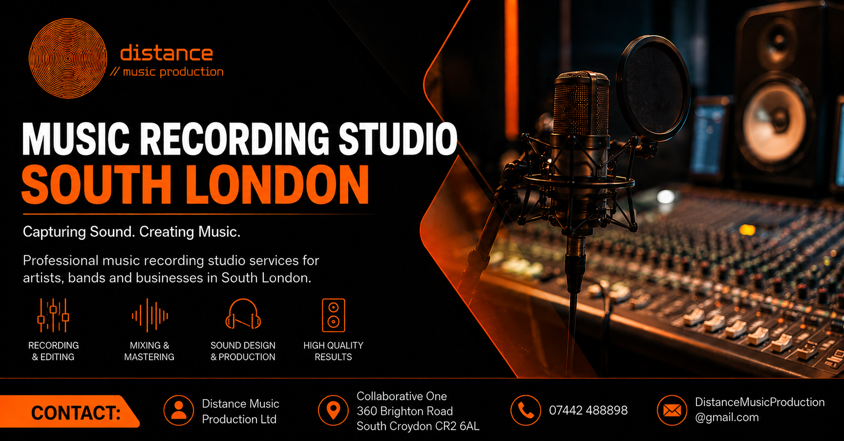 Music recording studio South London